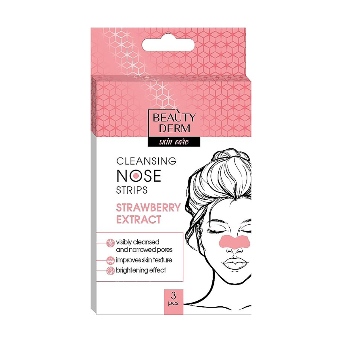 Очищувальні смужки для носу BEAUTYDERM Cleansing Nose Strip з екстрактом полуниці, 3 шт